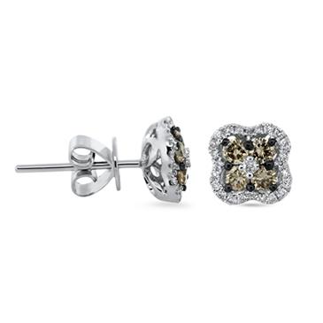 Prima Brown & White Diamond Mini Clover Cluster Earring