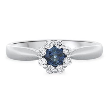 Prima Ceylon Blue Sapphire & Diamond Cluster Ring