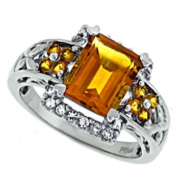 Prima Citrine And White Topaz Ring