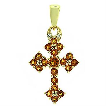 Prima Citrine & Diamond Cross Pendant