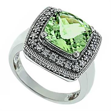 Prima Diamond & Green Amethyst Ring