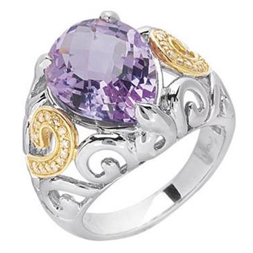 Prima Diamond & Pink Amethyst Ring