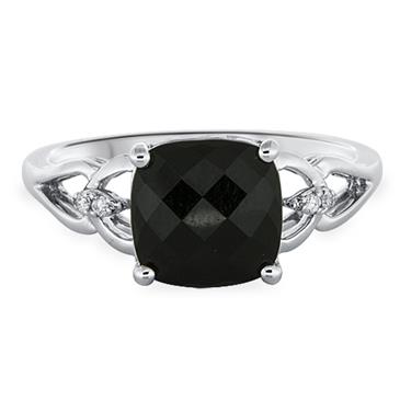 Prima Diamond & 8mm Cushion Onyx Ring