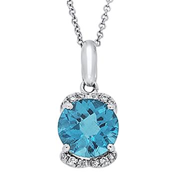 Prima Diamond & 8mm R Blue Topaz Pendant