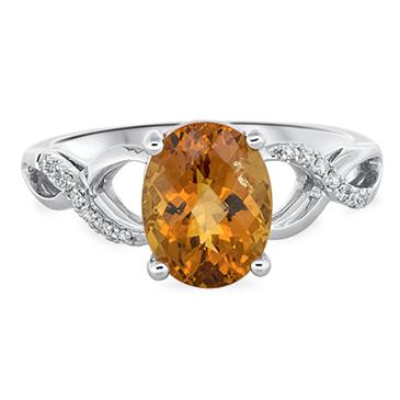 Prima Diamond & 9X7 Oval Citrine Ring