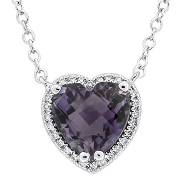 Prima Diamond & Amethyst Heart Pendant on Chain