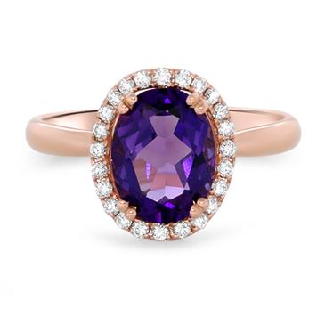 Prima Diamond and Amethyst Ovall Ring