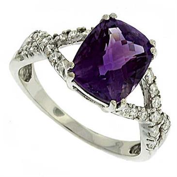 Prima Diamond And Amethyst Ring