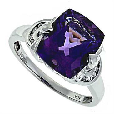 Prima Diamond And Amethyst Ring