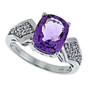 Prima Diamond And Amethyst Ring