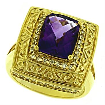 Prima Diamond And Amethyst Ring