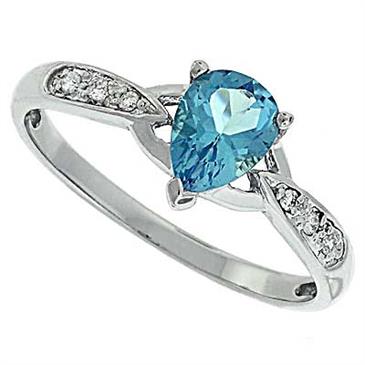 Prima Diamond And Blue Topaz Ring 