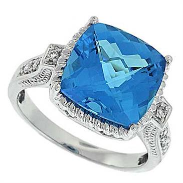 Prima Diamond And Blue Topaz Ring