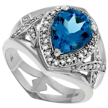 Prima Diamond And Blue Topaz Ring