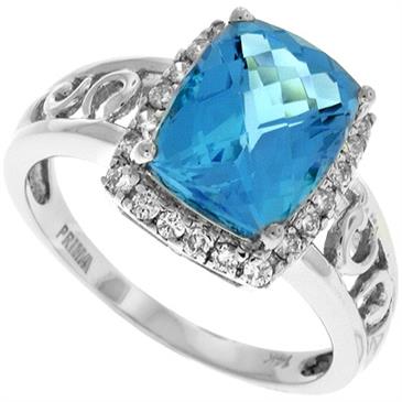 Prima Diamond And Blue Topaz Ring