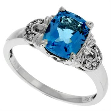 Prima Diamond And Blue Topaz Ring