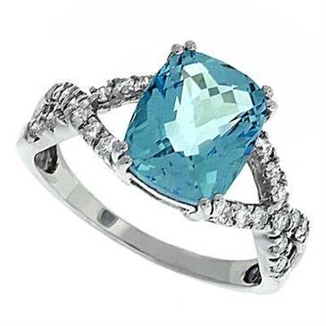 Prima Diamond And Blue Topaz Ring