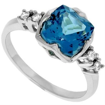 Prima Diamond And Blue Topaz Ring