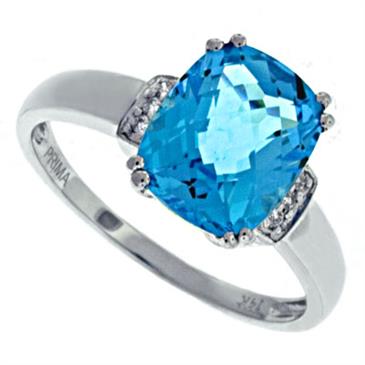 Prima Diamond And Blue Topaz Ring