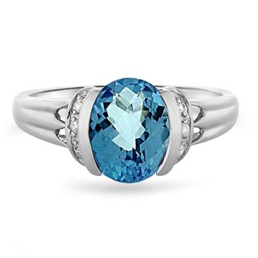 Prima Diamond And Blue Topaz Ring