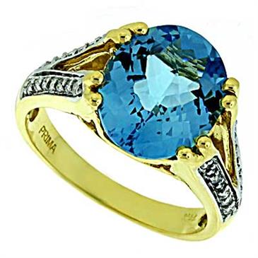 Prima Diamond And Blue Topaz Ring