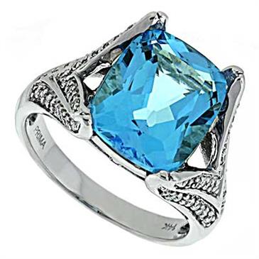 Prima Diamond And Blue Topaz Ring