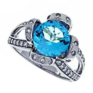 Prima Diamond And Blue Topaz Ring