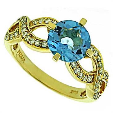 Prima Diamond And Blue Topaz Ring