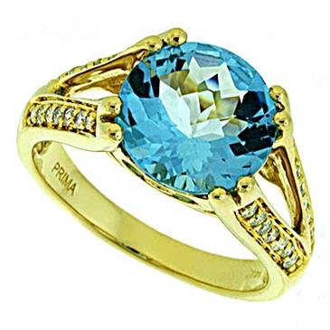 Prima Diamond And Blue Topaz Ring