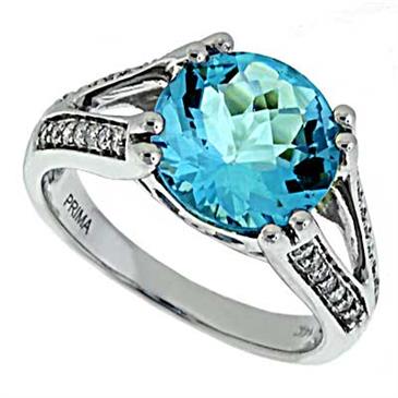 Prima Diamond And Blue Topaz Ring