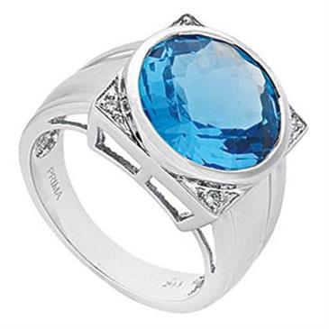 Prima Diamond And Blue Topaz Ring