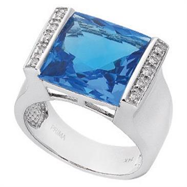 Prima Diamond And Blue Topaz Ring