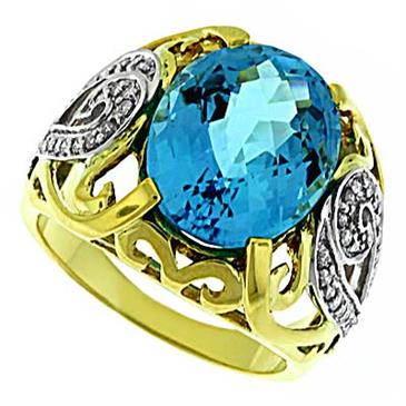 Prima Diamond And Blue Topaz Ring