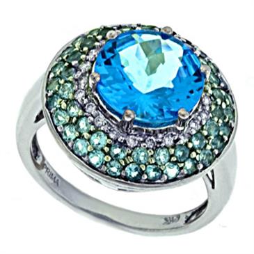 Prima Diamond And Blue Topaz Ring