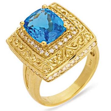 Prima Diamond And Blue Topaz Ring