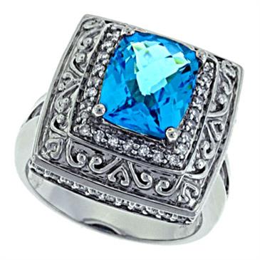 Prima Diamond And Blue Topaz Ring