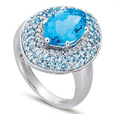 Prima Diamond And Blue Topaz Ring