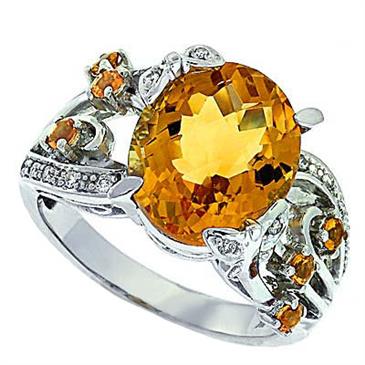 Prima Diamond And Citrine Ring 