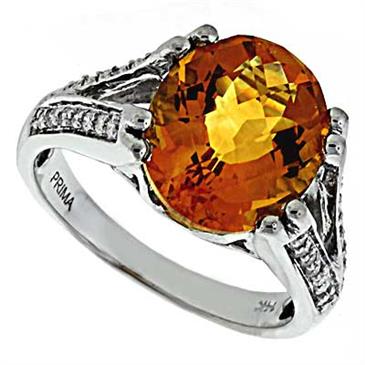 Prima Diamond And Citrine Ring