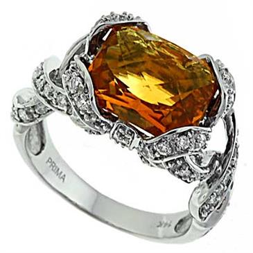 Prima Diamond And Citrine Ring