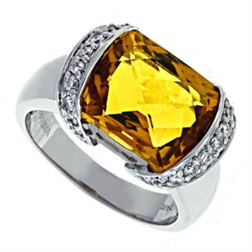 Prima Diamond And Citrine Ring