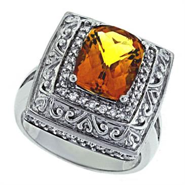 Prima Diamond And Citrine Ring