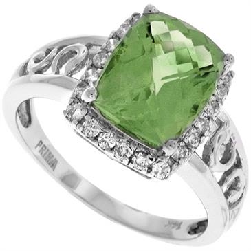 Prima Diamond And Green Amethyst Ring