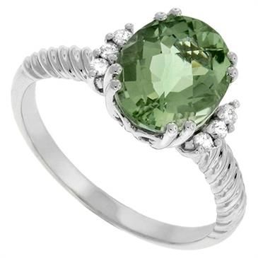 Prima Diamond And Green Amethyst Ring