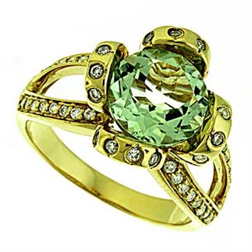 Prima Diamond And Green Amethyst Ring