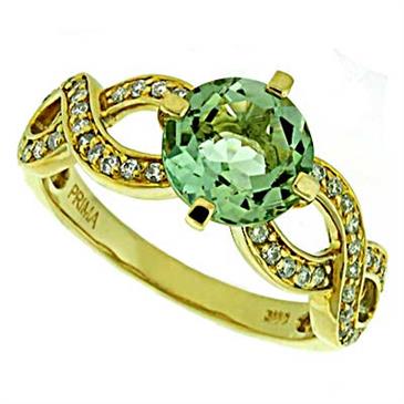 Prima Diamond And Green Amethyst Ring