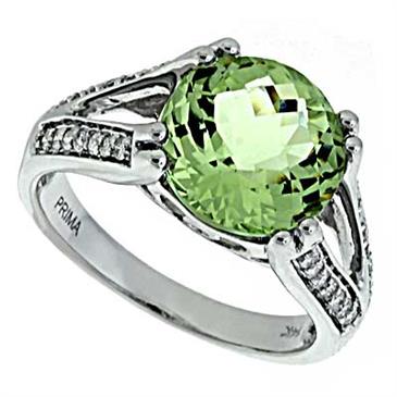 Prima Diamond And Green Amethyst Ring