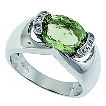 Prima Diamond And Green Amethyst Ring