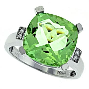 Prima Diamond And Green Amethyst Ring