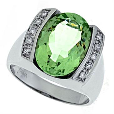 Prima Diamond And Green Amethyst Ring